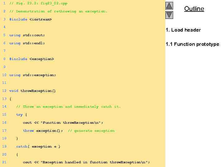 1 // Fig. 23. 2: fig 23_02. cpp 2 // Demonstration of rethrowing an