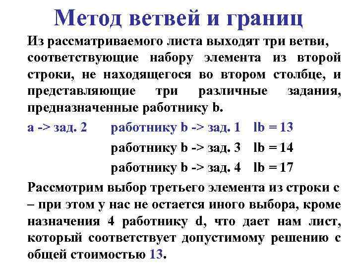 Блок схема метода ветвей и границ