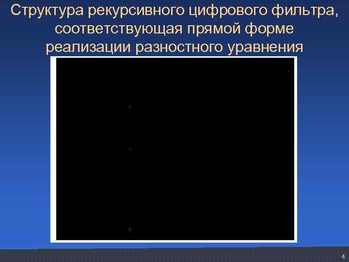Структура рекурсивного цифрового фильтра, соответствующая прямой форме реализации разностного уравнения 4 