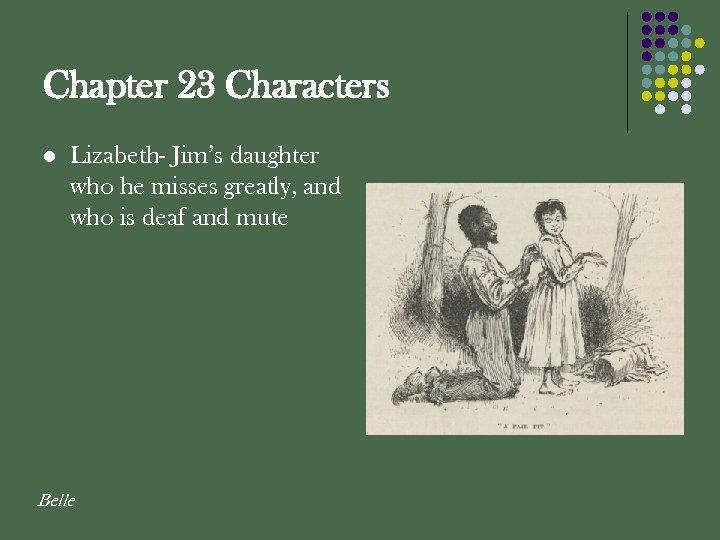 Chapter 23 Characters l Lizabeth- Jim’s daughter who he misses greatly, and who is