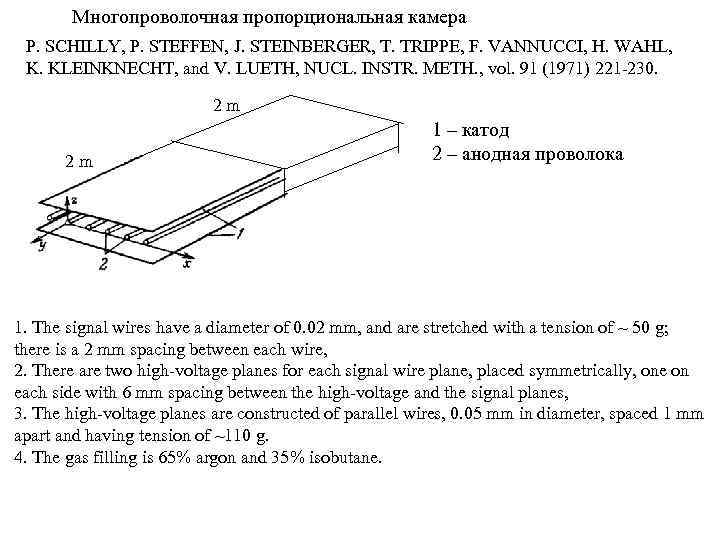 Многопроволочная пропорциональная камера P. SCHILLY, P. STEFFEN, J. STEINBERGER, T. TRIPPE, F. VANNUCCI, H.