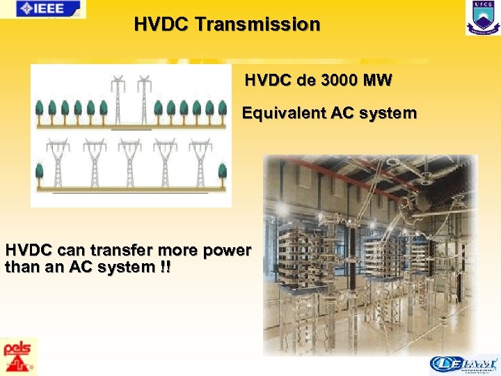 HVDC Transmission HVDC de 3000 MW Equivalent AC system HVDC can transfer more power