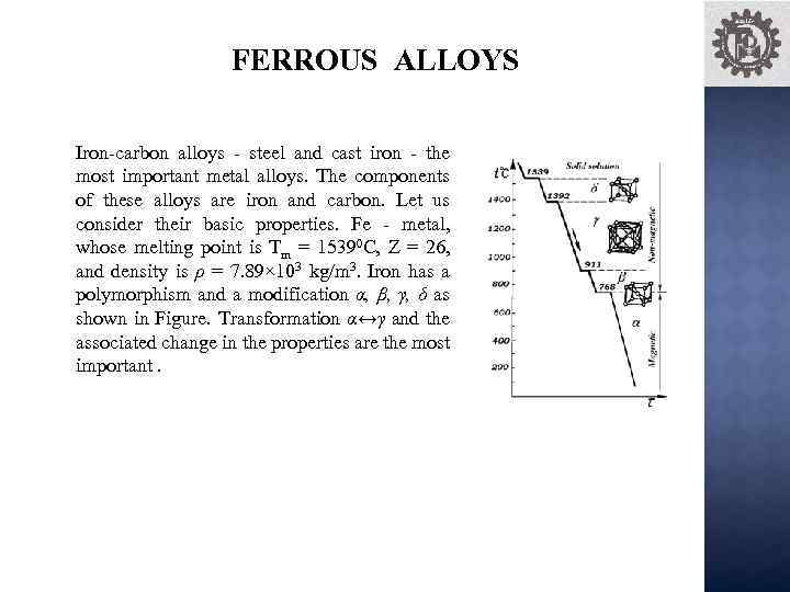 FERROUS ALLOYS Iron-carbon alloys - steel and cast iron - the most important metal