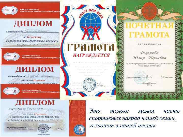 Это только малая часть спортивных наград нашей семьи, а значит и нашей школы 
