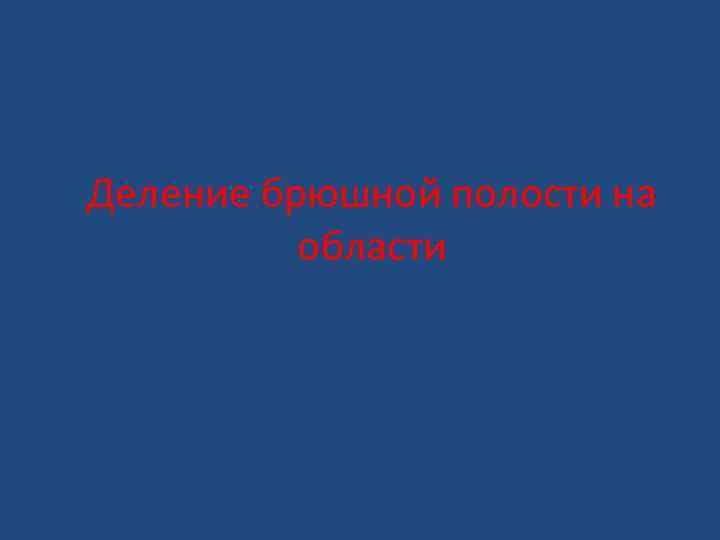 Деление брюшной полости на области 