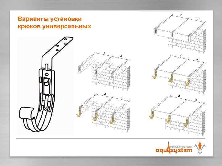 Варианты установки крюков универсальных 