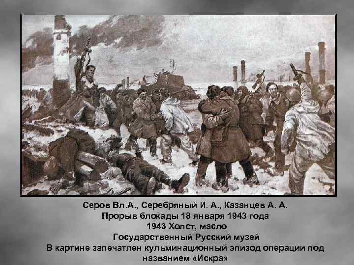 Серов Вл. А. , Серебряный И. А. , Казанцев А. А. Прорыв блокады 18