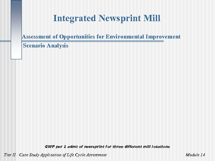 Integrated Newsprint Mill Assessment of Opportunities for Environmental Improvement Scenario Analysis GWP per 1