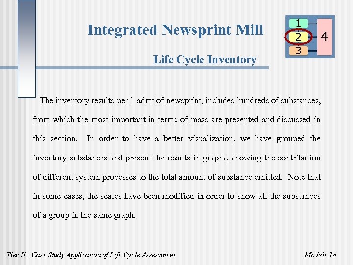 Integrated Newsprint Mill Life Cycle Inventory The inventory results per 1 admt of newsprint,