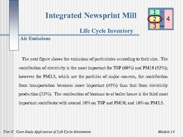 Integrated Newsprint Mill Life Cycle Inventory Air Emissions The next figure shows the emissions