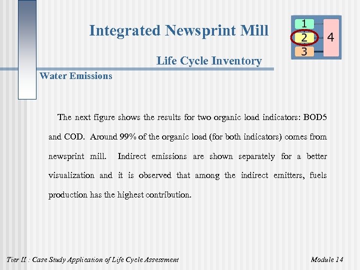 Integrated Newsprint Mill Life Cycle Inventory Water Emissions The next figure shows the results