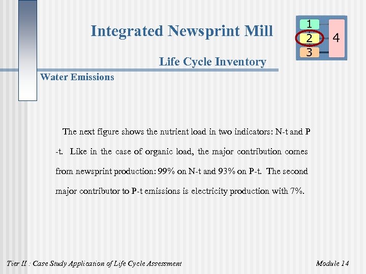 Integrated Newsprint Mill Life Cycle Inventory Water Emissions The next figure shows the nutrient