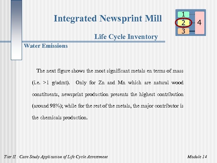 Integrated Newsprint Mill Life Cycle Inventory Water Emissions The next figure shows the most