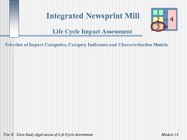 Integrated Newsprint Mill Life Cycle Impact Assessment Selection of Impact Categories, Category Indicators and