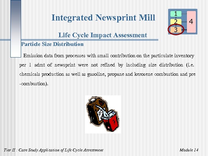 Integrated Newsprint Mill Life Cycle Impact Assessment Particle Size Distribution Emission data from processes