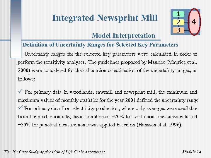Integrated Newsprint Mill Model Interpretation Definition of Uncertainty Ranges for Selected Key Parameters Uncertainty