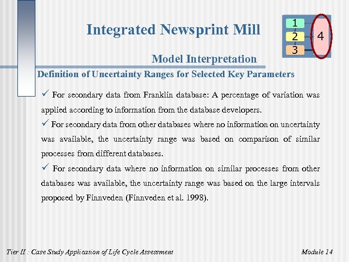 Integrated Newsprint Mill Model Interpretation Definition of Uncertainty Ranges for Selected Key Parameters ü