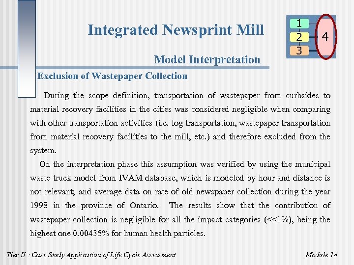 Integrated Newsprint Mill Model Interpretation Exclusion of Wastepaper Collection During the scope definition, transportation