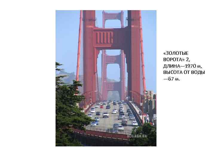  «ЗОЛОТЫЕ ВОРОТА» 2, ДЛИНА— 1970 м, ВЫСОТА ОТ ВОДЫ — 67 м. 