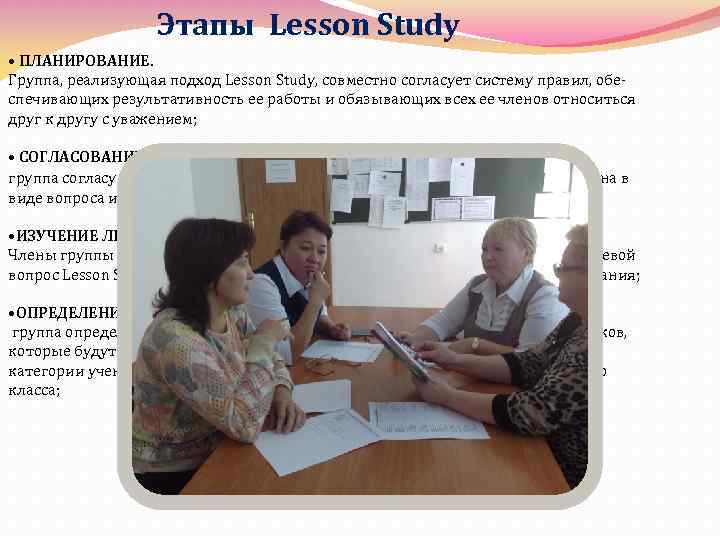 Схема планирования наблюдения и обсуждения урока обучения lesson study