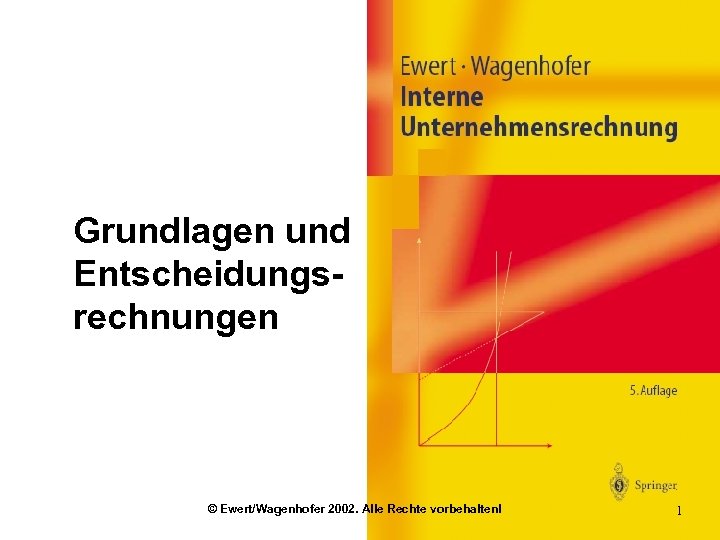 Grundlagen und Entscheidungsrechnungen © Ewert/Wagenhofer 2002. Alle Rechte vorbehalten! 1 