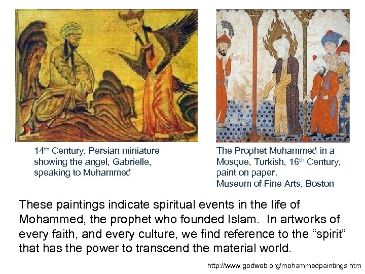 14 th Century, Persian miniature showing the angel, Gabrielle, speaking to Muhammed The Prophet