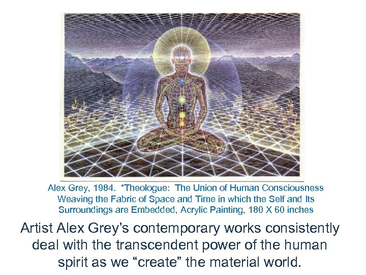 Alex Grey, 1984. “Theologue: The Union of Human Consciousness Weaving the Fabric of Space