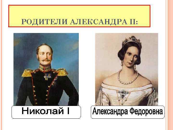 РОДИТЕЛИ АЛЕКСАНДРА II: 