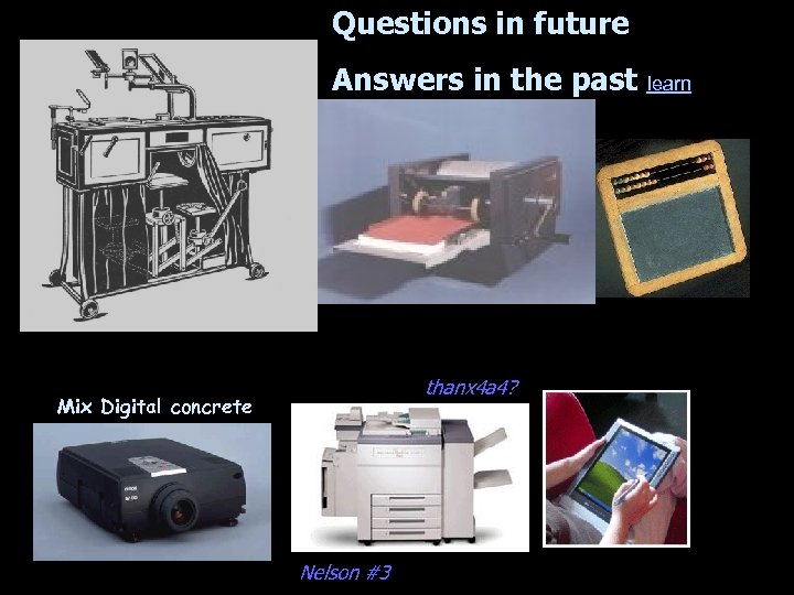 Questions in future Answers in the past thanx 4 a 4? Mix Digital concrete