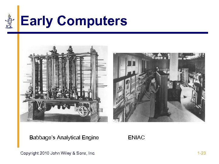Early Computers Babbage’s Analytical Engine Copyright 2010 John Wiley & Sons, Inc. ENIAC 1