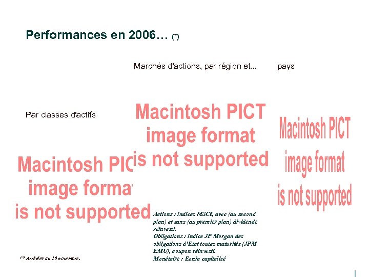 Performances en 2006… (*) Marchés d'actions, par région et. . . Par classes d'actifs