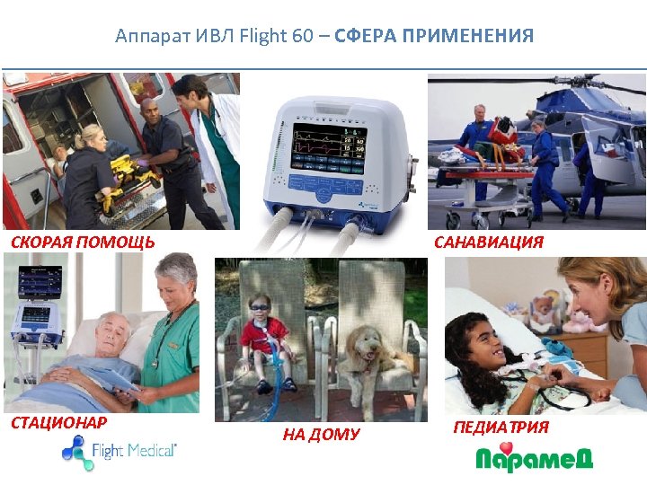 Аппарат ИВЛ Flight 60 – СФЕРА ПРИМЕНЕНИЯ СКОРАЯ ПОМОЩЬ СТАЦИОНАР САНАВИАЦИЯ НА ДОМУ ПЕДИАТРИЯ