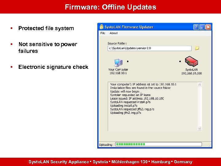 Firmware: Offline Updates § Protected file system § Not sensitive to power failures §