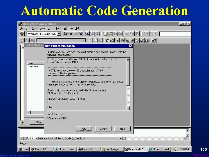 Automatic Code Generation © 1996, 1997 Microsoft Corp. 105 