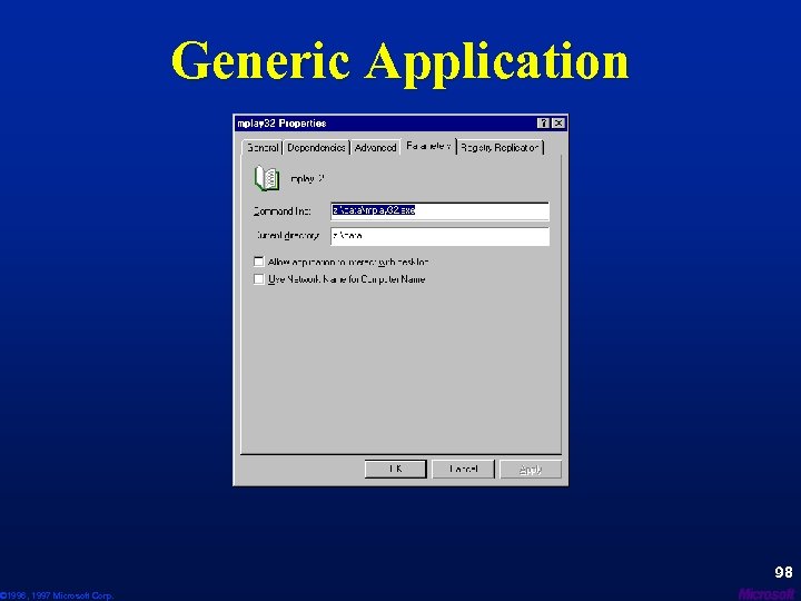 © 1996, 1997 Microsoft Corp. Generic Application 98 