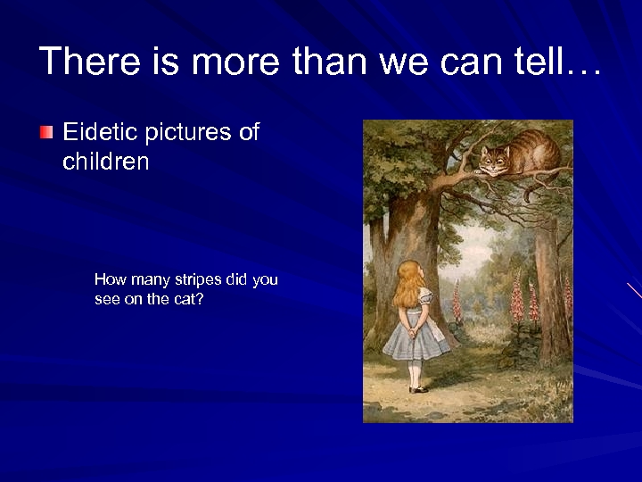 There is more than we can tell… Eidetic pictures of children How many stripes