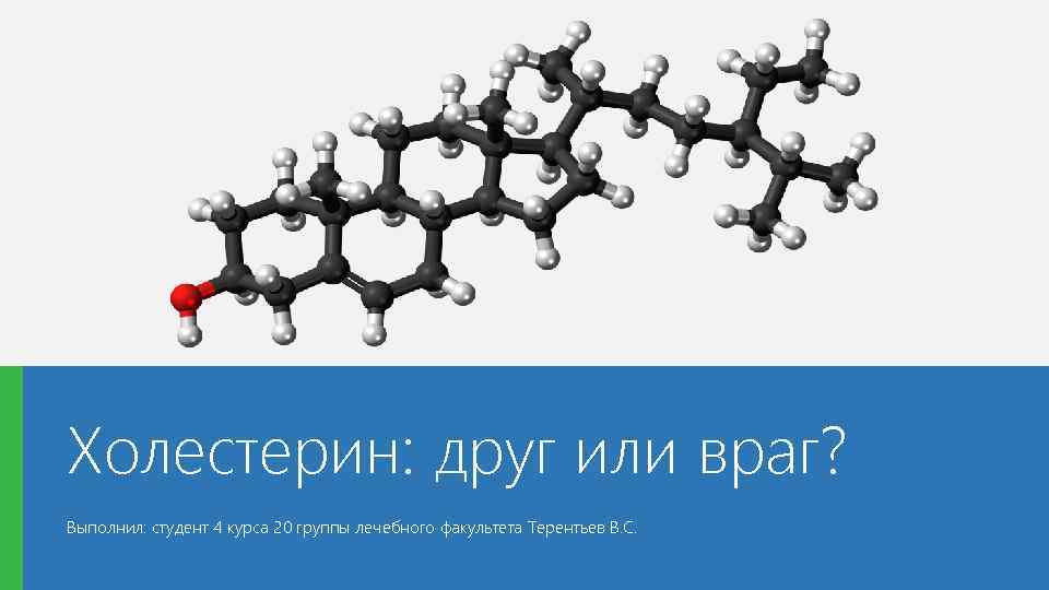 Холестерин: друг или враг? Выполнил: студент 4 курса 20 группы лечебного факультета Терентьев В.