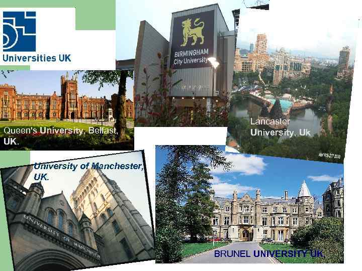 Queen's University, Belfast, UK. Lancaster University, Uk University of Manchester, UK. BRUNEL UNIVERSITY UK.