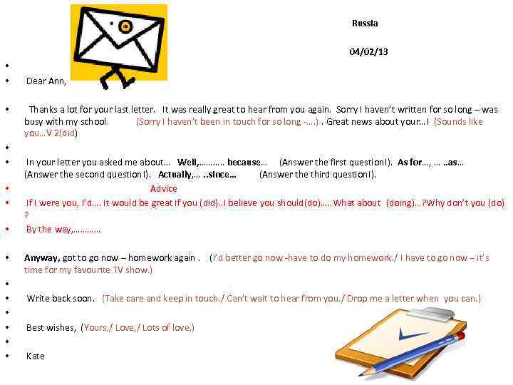  Penza Russia 04/02/13 • • Dear Ann, • • • • Thanks a