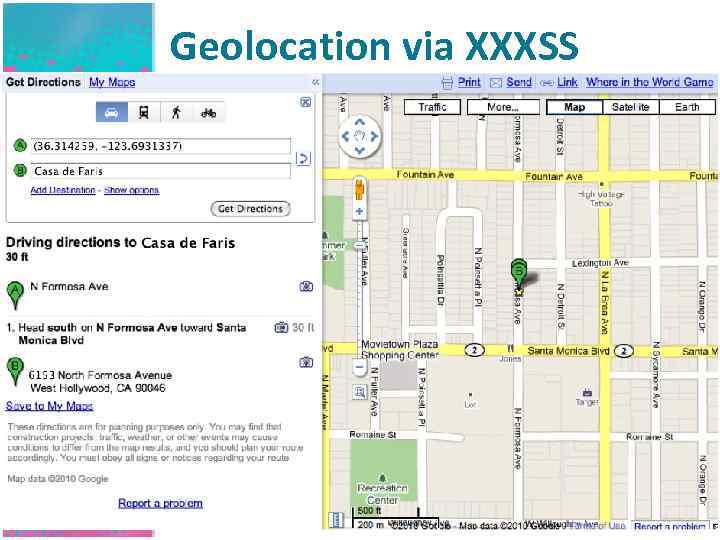 Geolocation via XXXSS 