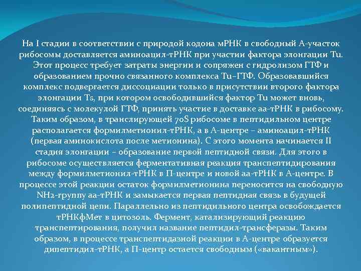 На I стадии в соответствии с природой кодона м. РНК в свободный А-участок рибосомы