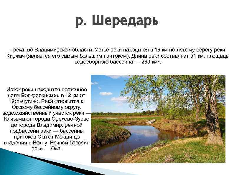 р. Шередарь - река во Владимирской области. Устье реки находится в 16 км по