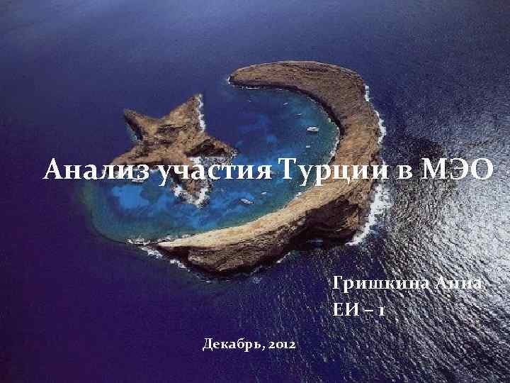 Анализ участия Турции в МЭО Гришкина Анна ЕИ – 1 Декабрь, 2012 