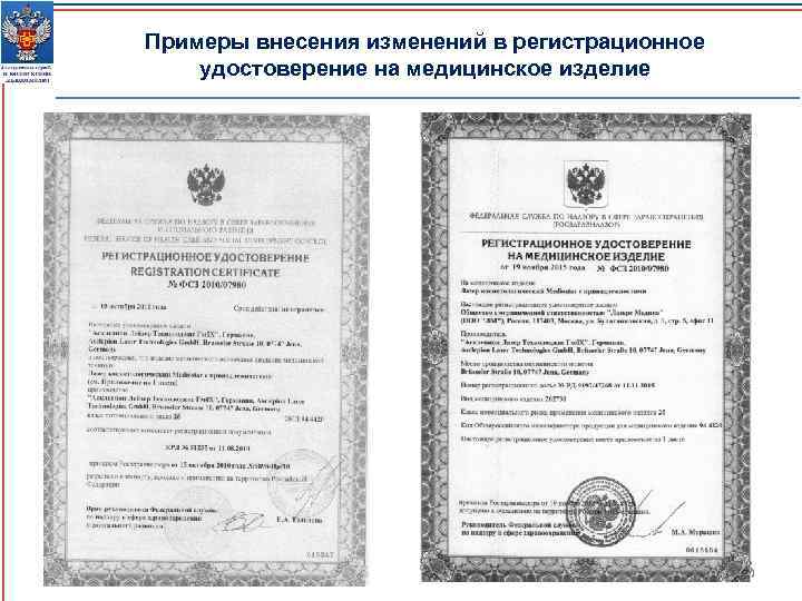 Примеры внесения изменений в регистрационное удостоверение на медицинское изделие 30 