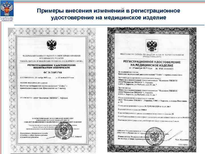 Примеры внесения изменений в регистрационное удостоверение на медицинское изделие 34 