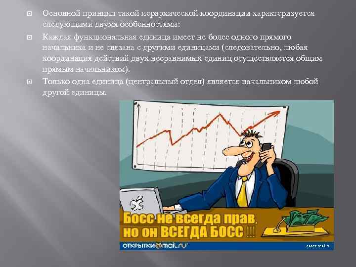  Основной принцип такой иерархической координации характеризуется следующими двумя особенностями: Каждая функциональная единица имеет