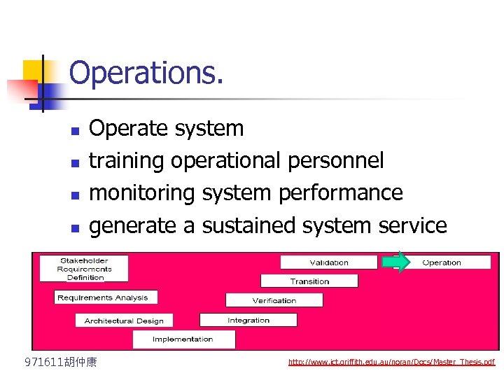 Operations. n n Operate system training operational personnel monitoring system performance generate a sustained