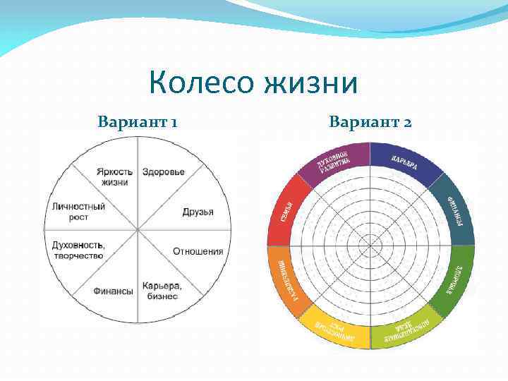 Колесо жизни Вариант 1 Вариант 2 