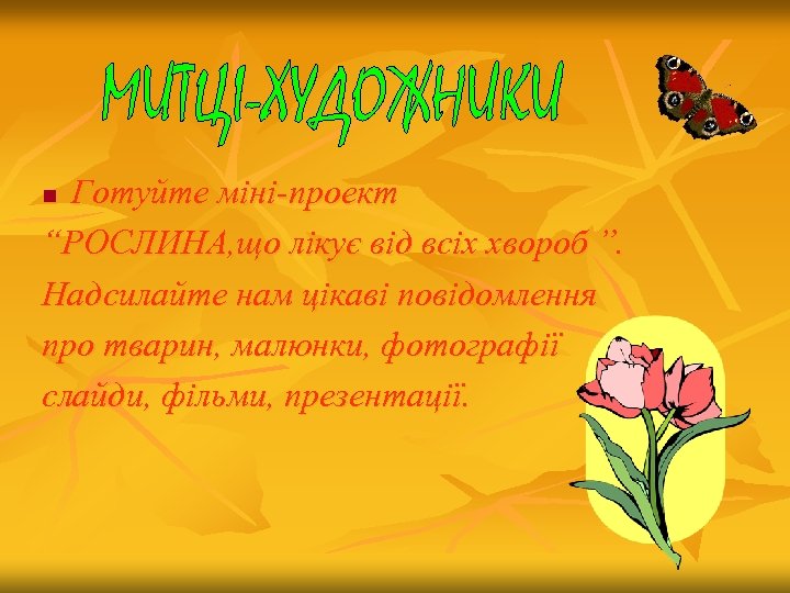 Готуйте міні-проект “РОСЛИНА, що лікує від всіх хвороб ”. Надсилайте нам цікаві повідомлення про