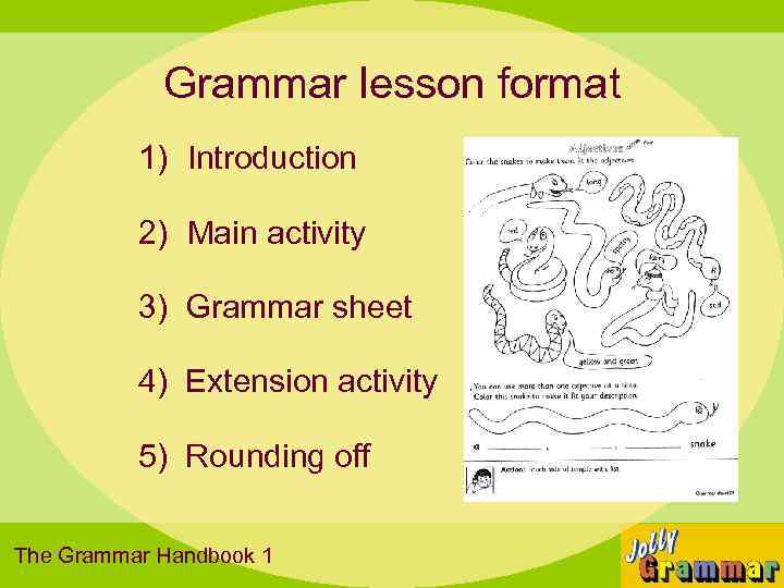 Grammar lesson format 1) Introduction 2) Main activity 3) Grammar sheet 4) Extension activity